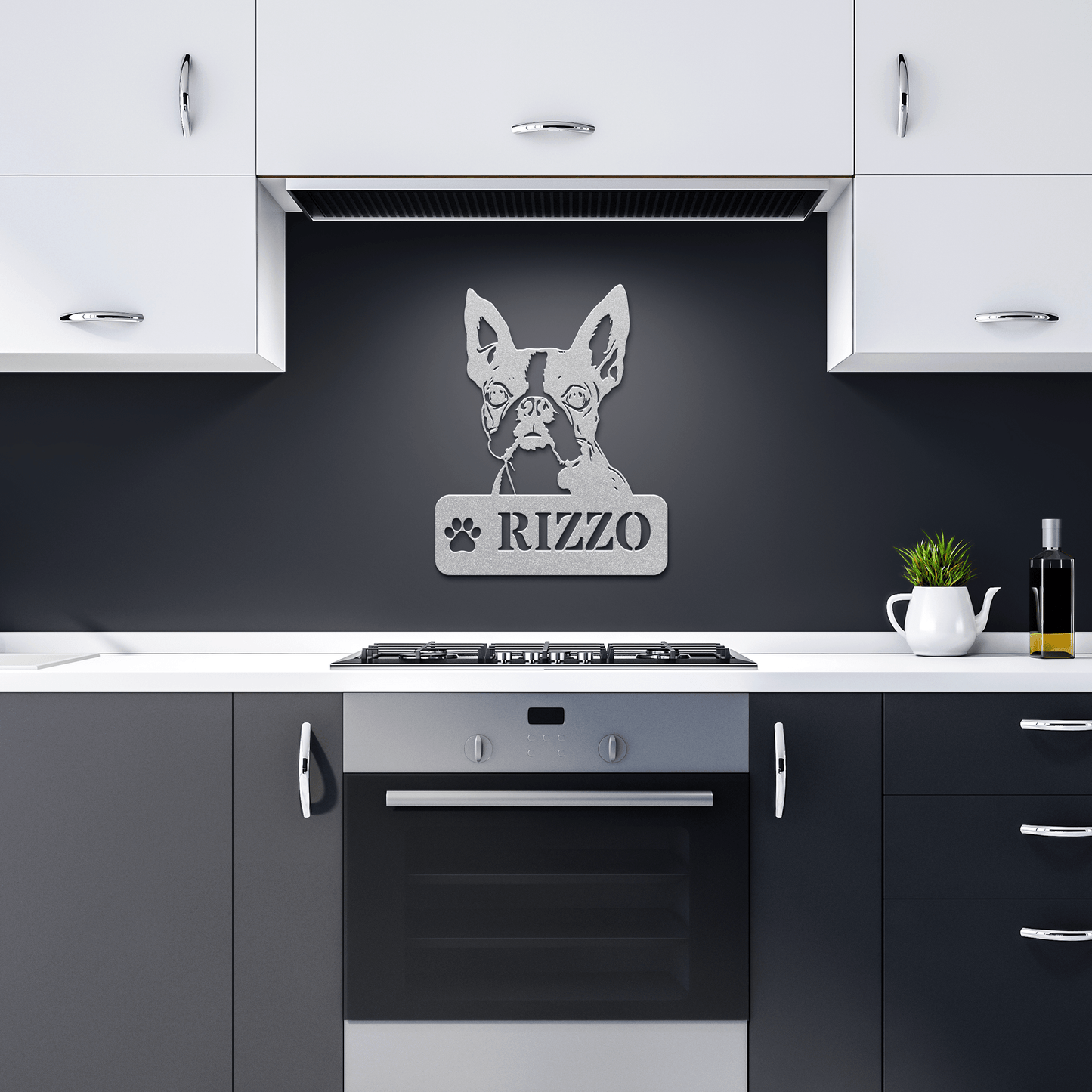 Boston Terrier Metal Name Sign - BullyBellyMetal Sign