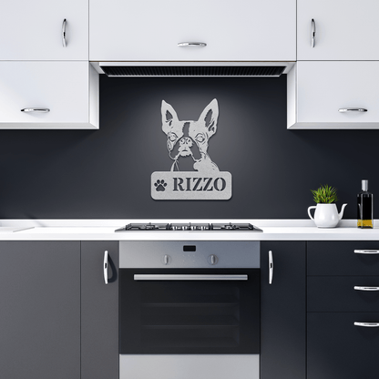 Boston Terrier Metal Name Sign - BullyBellyMetal Sign