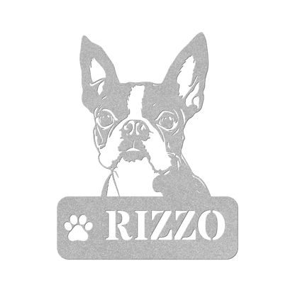 Boston Terrier Metal Name Sign - BullyBellyMetal Sign