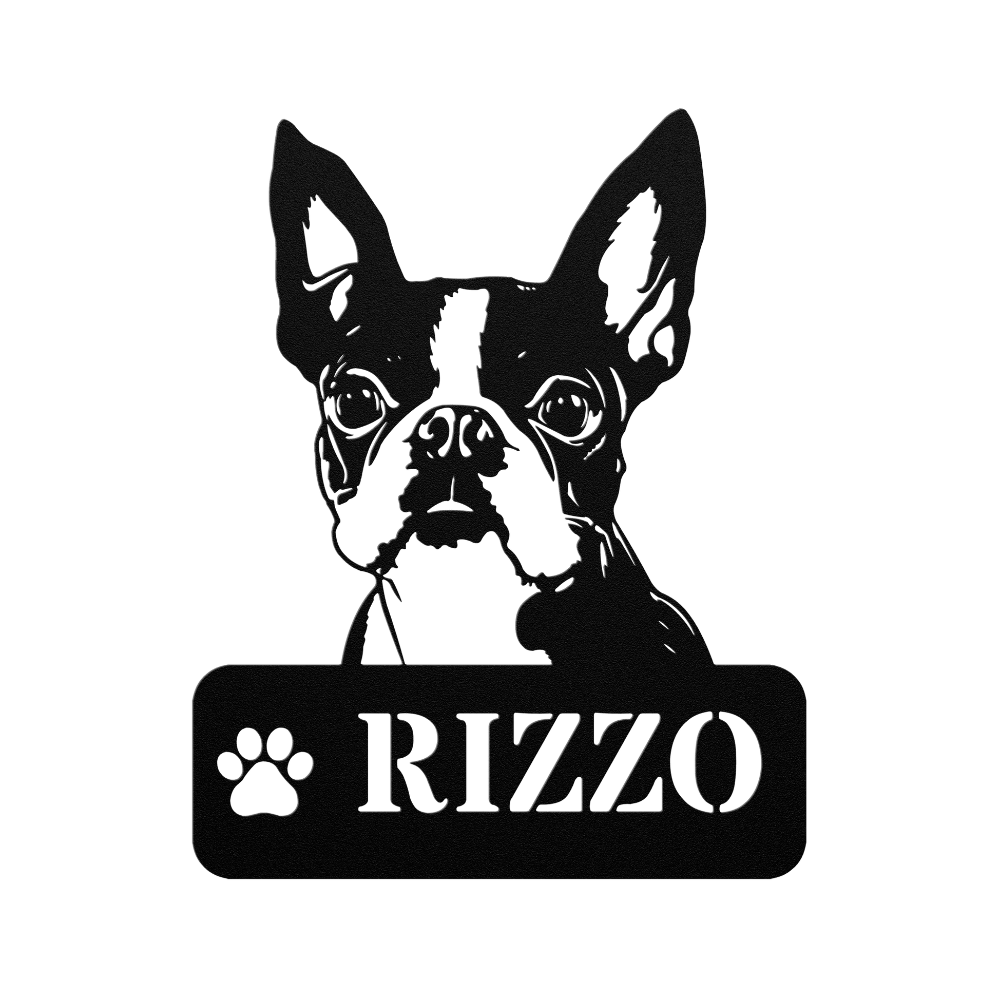 Boston Terrier Metal Name Sign - BullyBellyMetal Sign