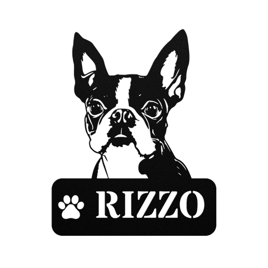 Boston Terrier Metal Name Sign - BullyBellyMetal Sign