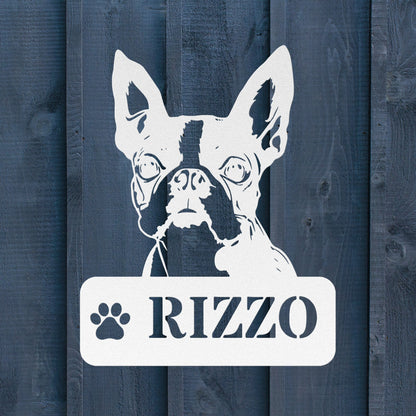 Boston Terrier Metal Name Sign - BullyBellyMetal Sign