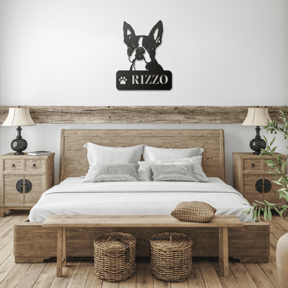 Boston Terrier Metal Name Sign - BullyBellyMetal Sign