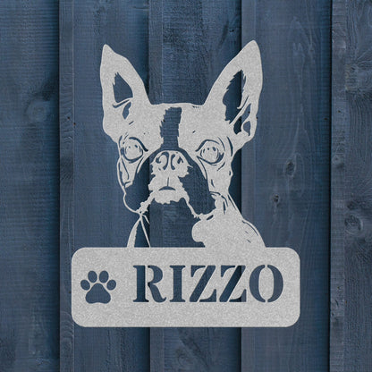 Boston Terrier Metal Name Sign - BullyBellyMetal Sign
