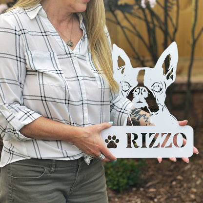 Boston Terrier Metal Name Sign - BullyBellyMetal Sign