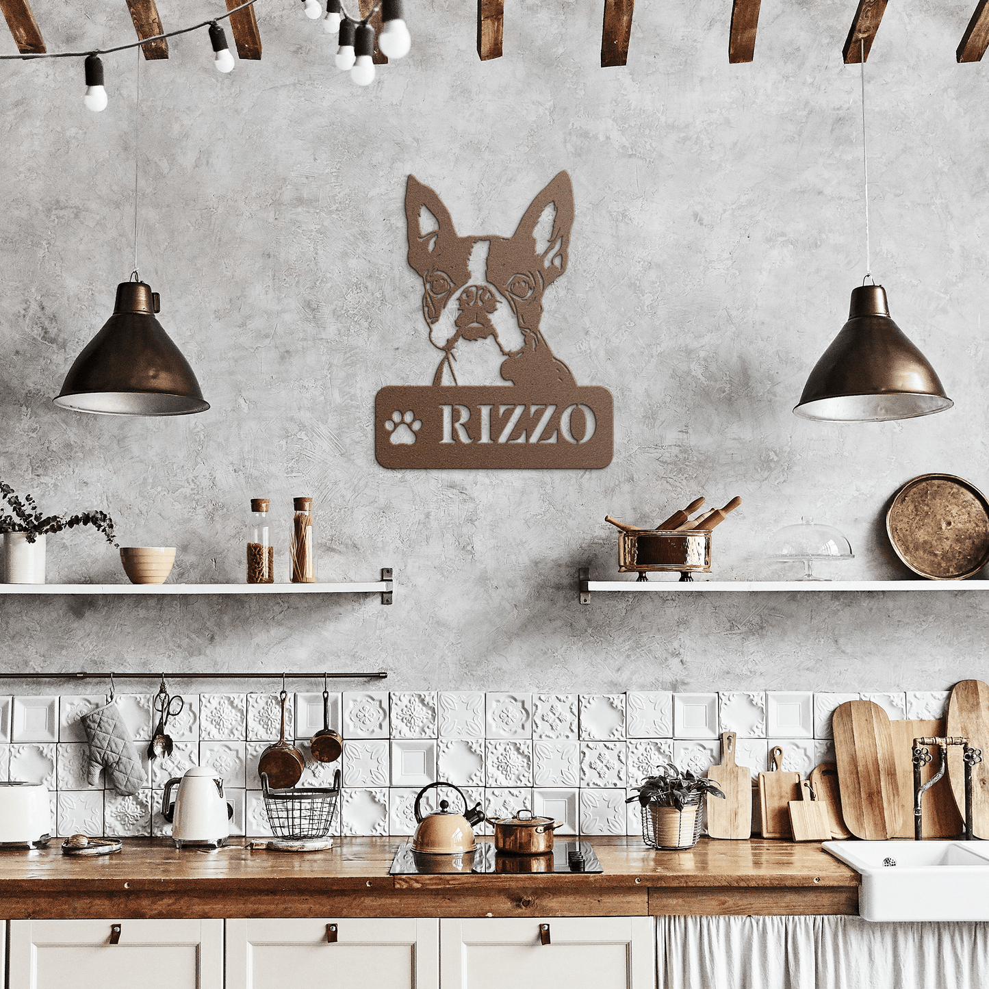 Boston Terrier Metal Name Sign - BullyBellyMetal Sign