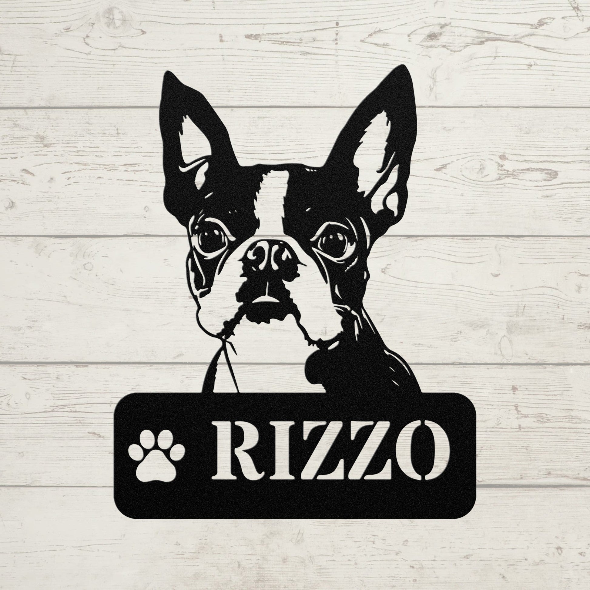 Boston Terrier Metal Name Sign - BullyBellyMetal Sign