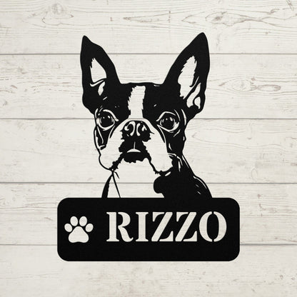 Boston Terrier Metal Name Sign - BullyBellyMetal Sign