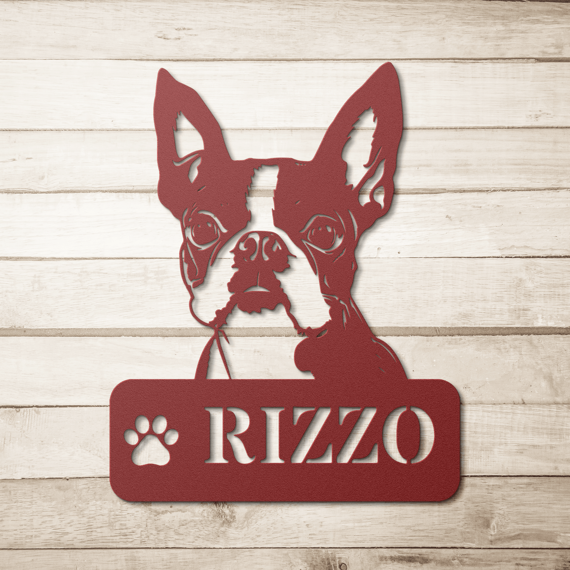 Boston Terrier Metal Name Sign - BullyBellyMetal Sign
