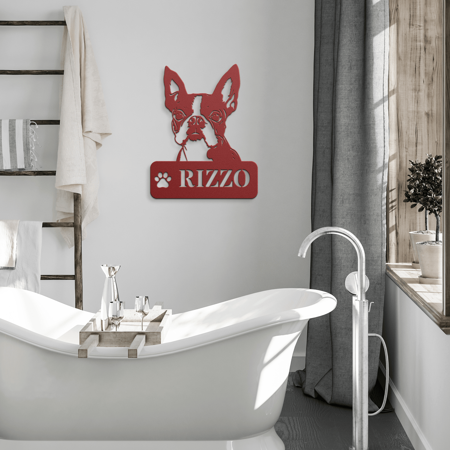 Boston Terrier Metal Name Sign - BullyBellyMetal Sign