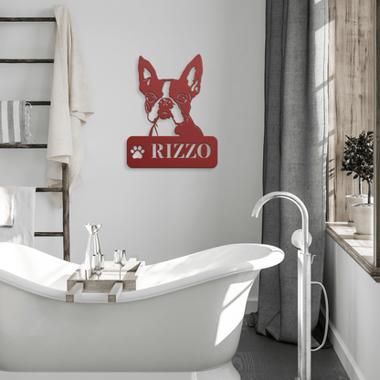 Boston Terrier Metal Name Sign - BullyBellyMetal Sign
