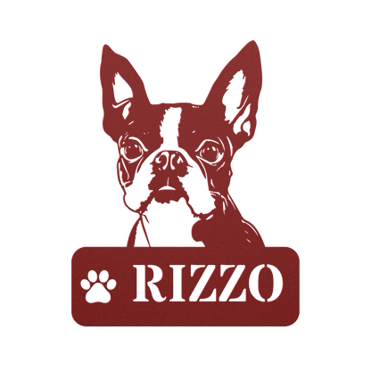 Boston Terrier Metal Name Sign - BullyBellyMetal Sign