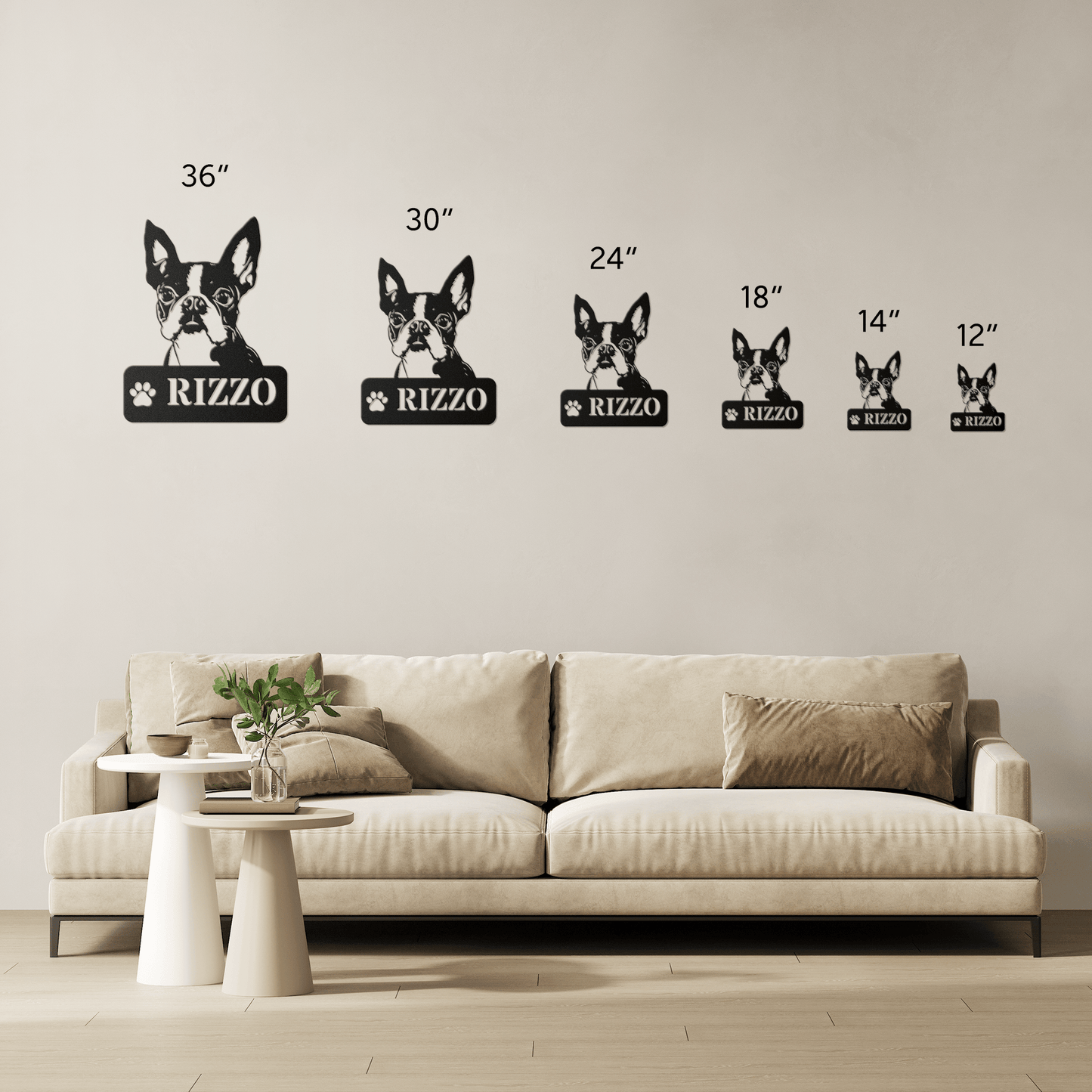 Boston Terrier Metal Name Sign - BullyBellyMetal Sign