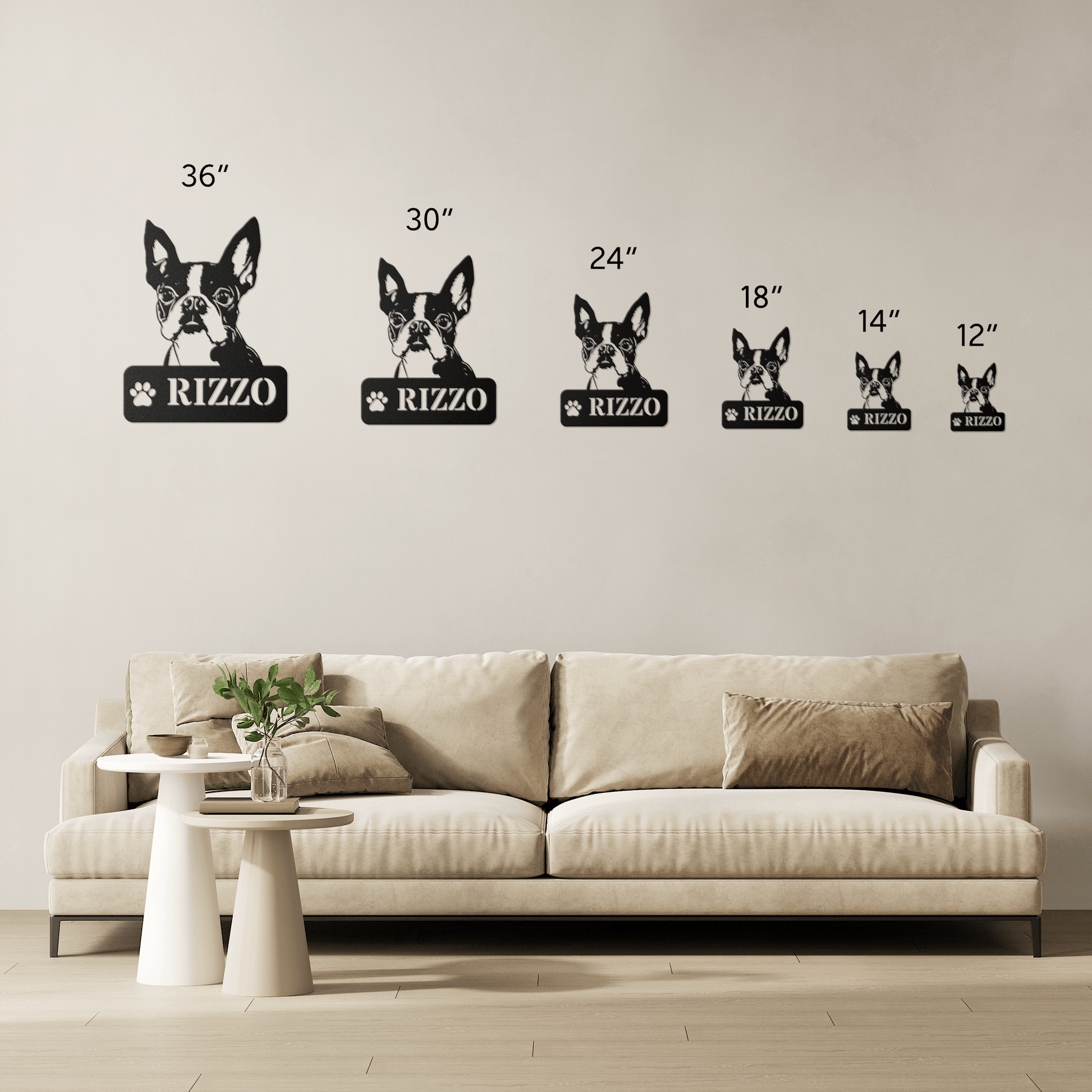Boston Terrier Metal Name Sign - BullyBellyMetal Sign