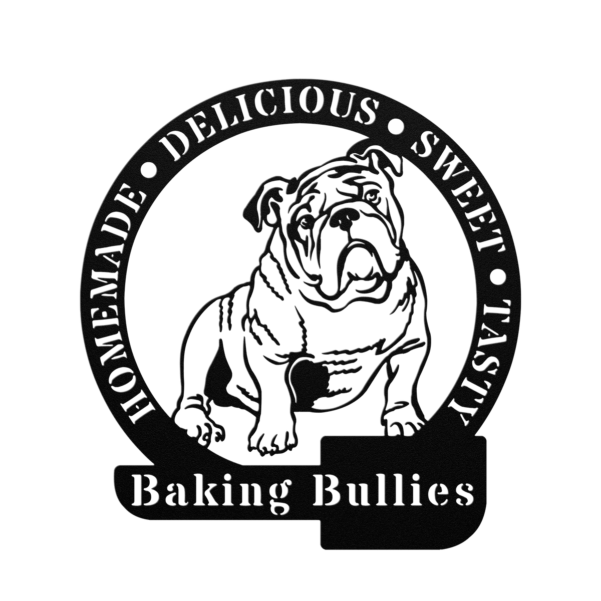 Bulldog Baker Metal Wall Sign - BullyBellyMetal Sign