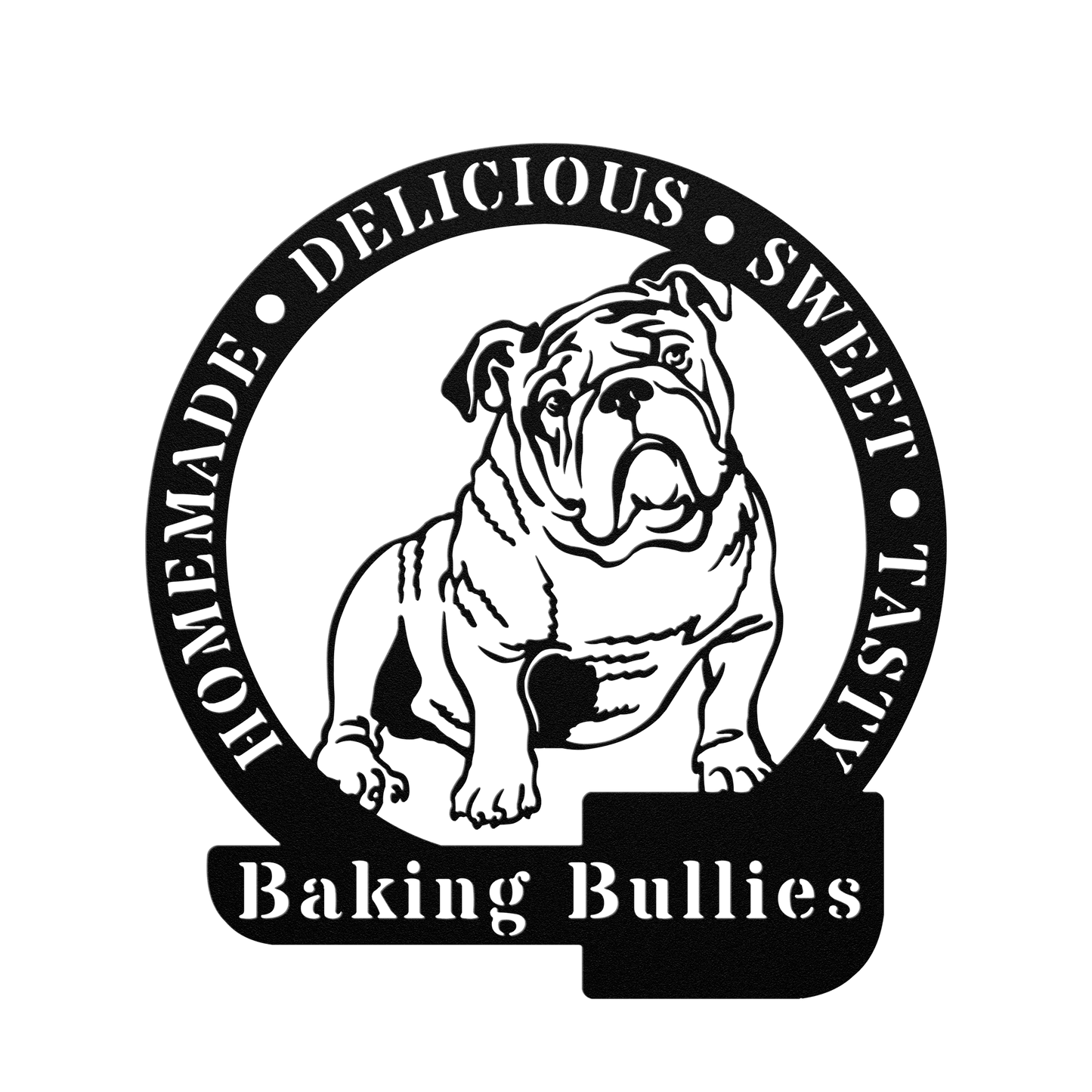 Bulldog Baker Metal Wall Sign - BullyBellyMetal Sign