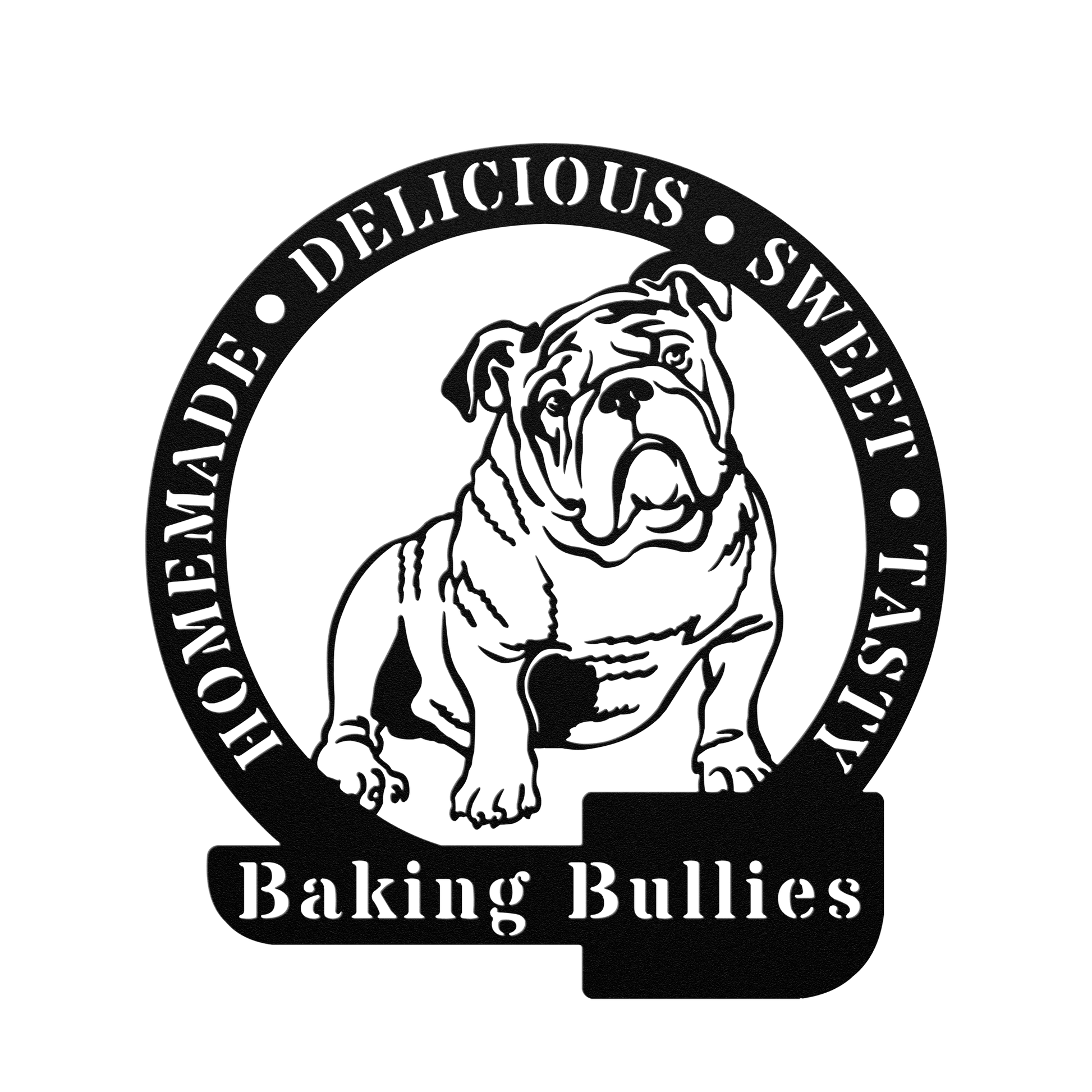 Bulldog Baker Metal Wall Sign - BullyBellyMetal Sign