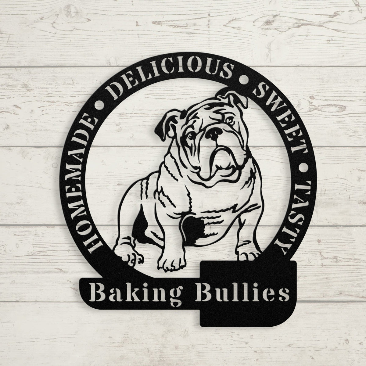 Bulldog Baker Metal Wall Sign - BullyBellyMetal Sign