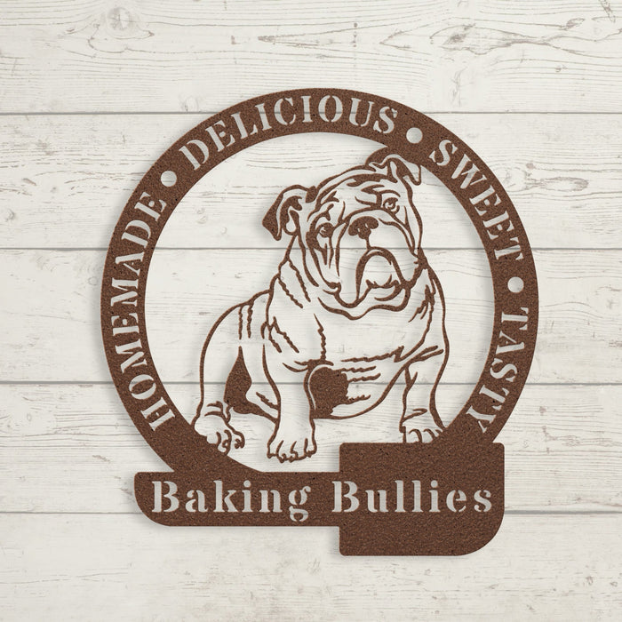 Bulldog Baker Metal Wall Sign - BullyBellyMetal Sign