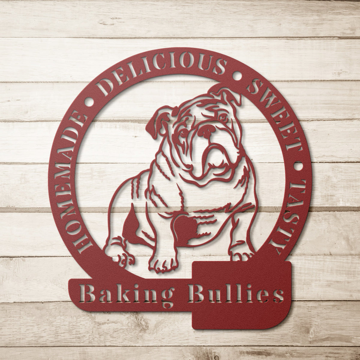 Bulldog Baker Metal Wall Sign - BullyBellyMetal Sign