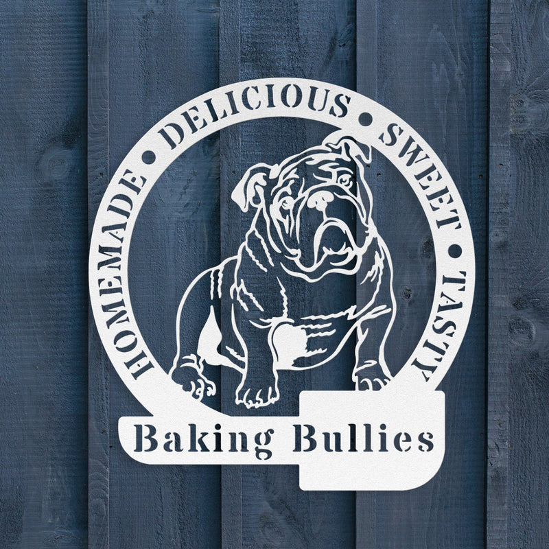 Bulldog Baker Metal Wall Sign - BullyBellyMetal Sign