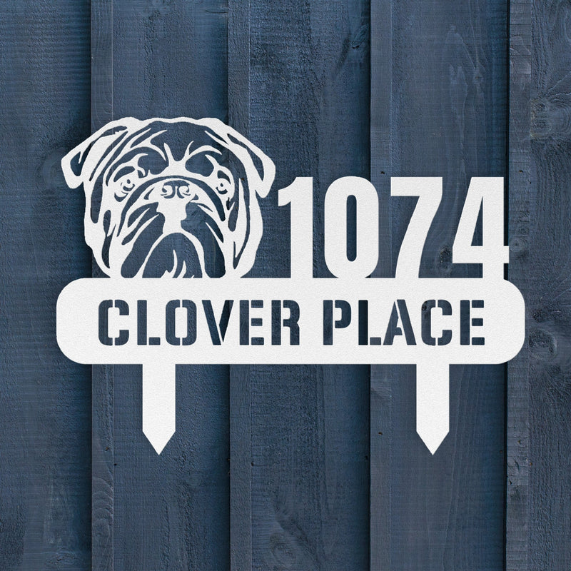 Bulldog Family Address Metal Lawn Sign - BullyBellyMetal Sign