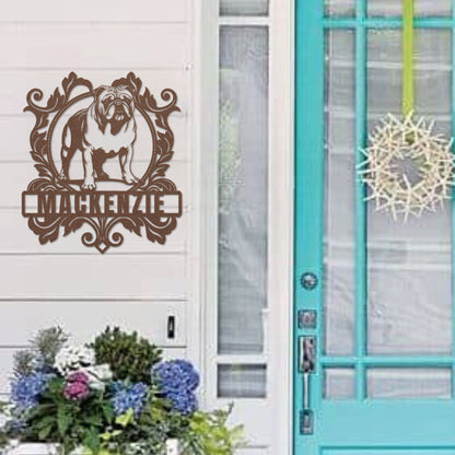 Bulldog Family Crest Metal Porch Sign - BullyBellyMetal Sign