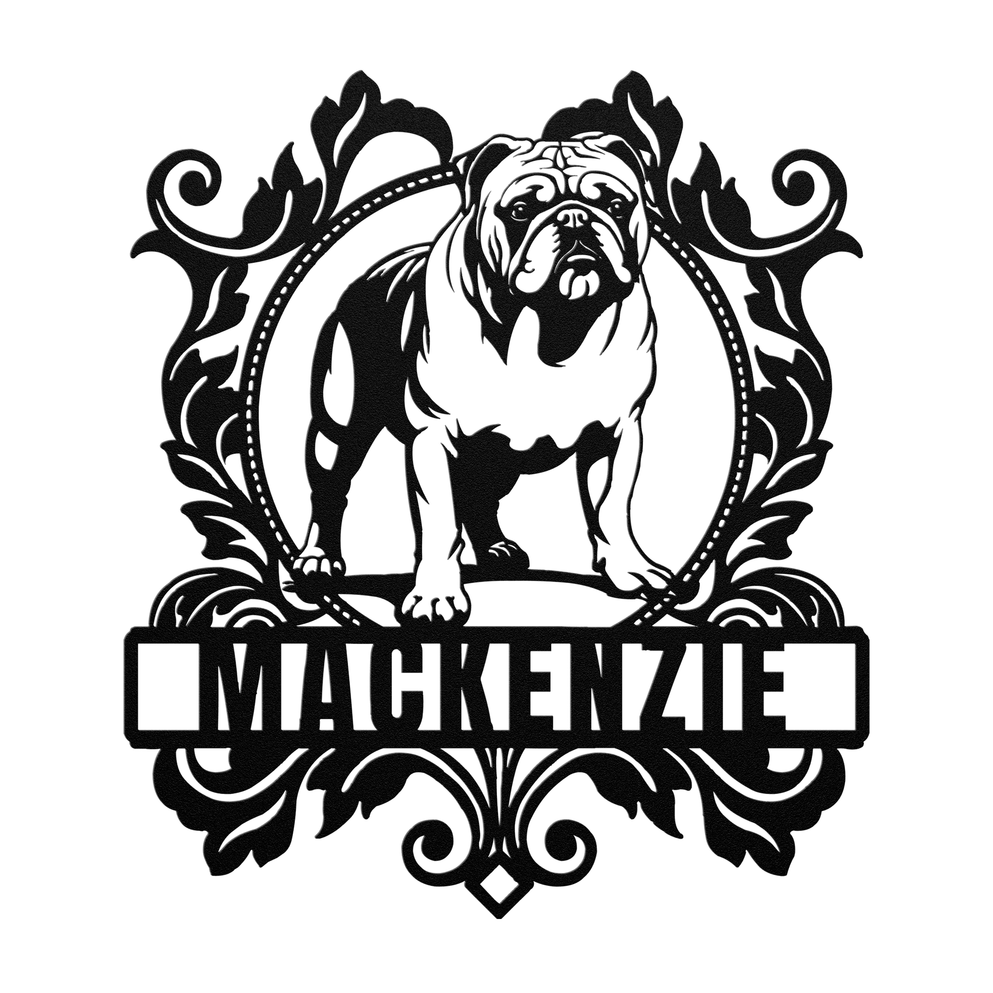 Bulldog Family Crest Metal Porch Sign - BullyBellyMetal Sign