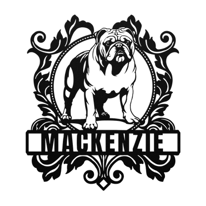 Bulldog Family Crest Metal Porch Sign - BullyBellyMetal Sign