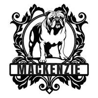 Bulldog Family Crest Metal Wall Art - BullyBellyEnglish Bulldog Family Name