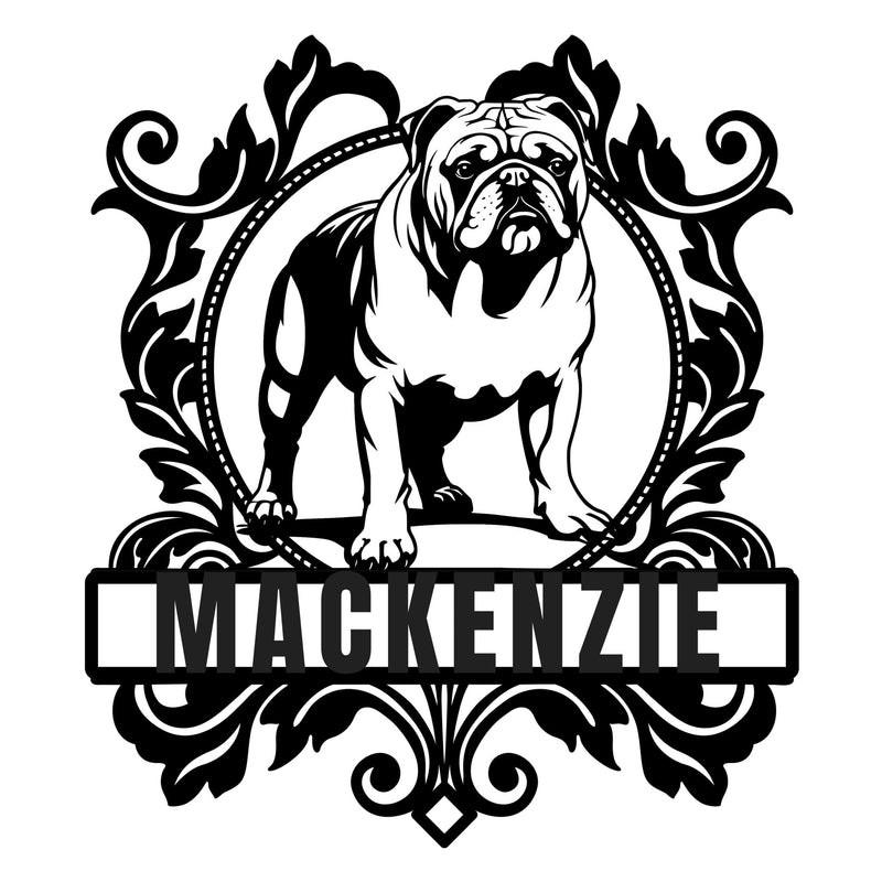 Bulldog Family Crest Metal Wall Art - BullyBellyEnglish Bulldog Family Name