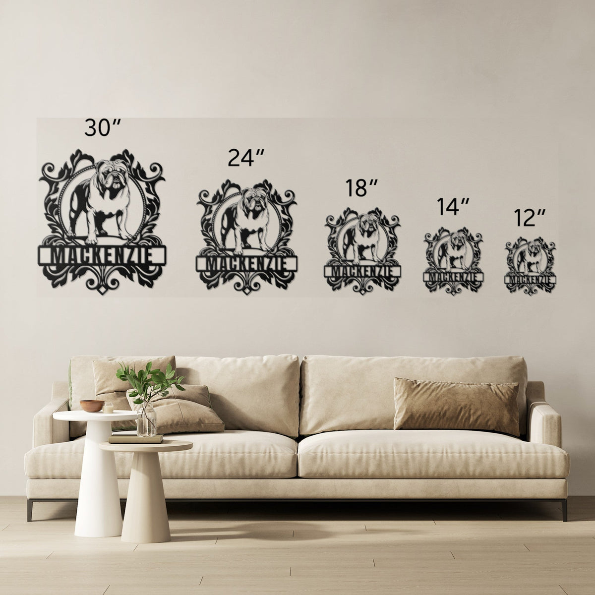 Bulldog Family Crest Metal Wall Art - BullyBellyWall Art