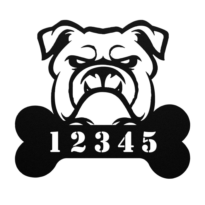 Bulldog House Number Metal Sign - BullyBellyEnglish Bulldog House Number