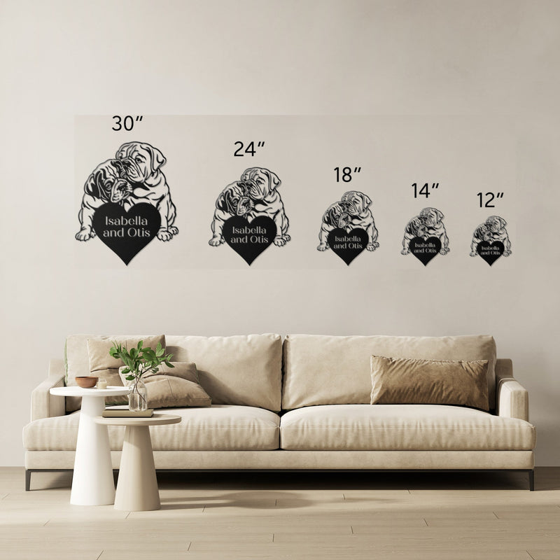 Bulldog Love Story Metal Art - BullyBellyWall Art