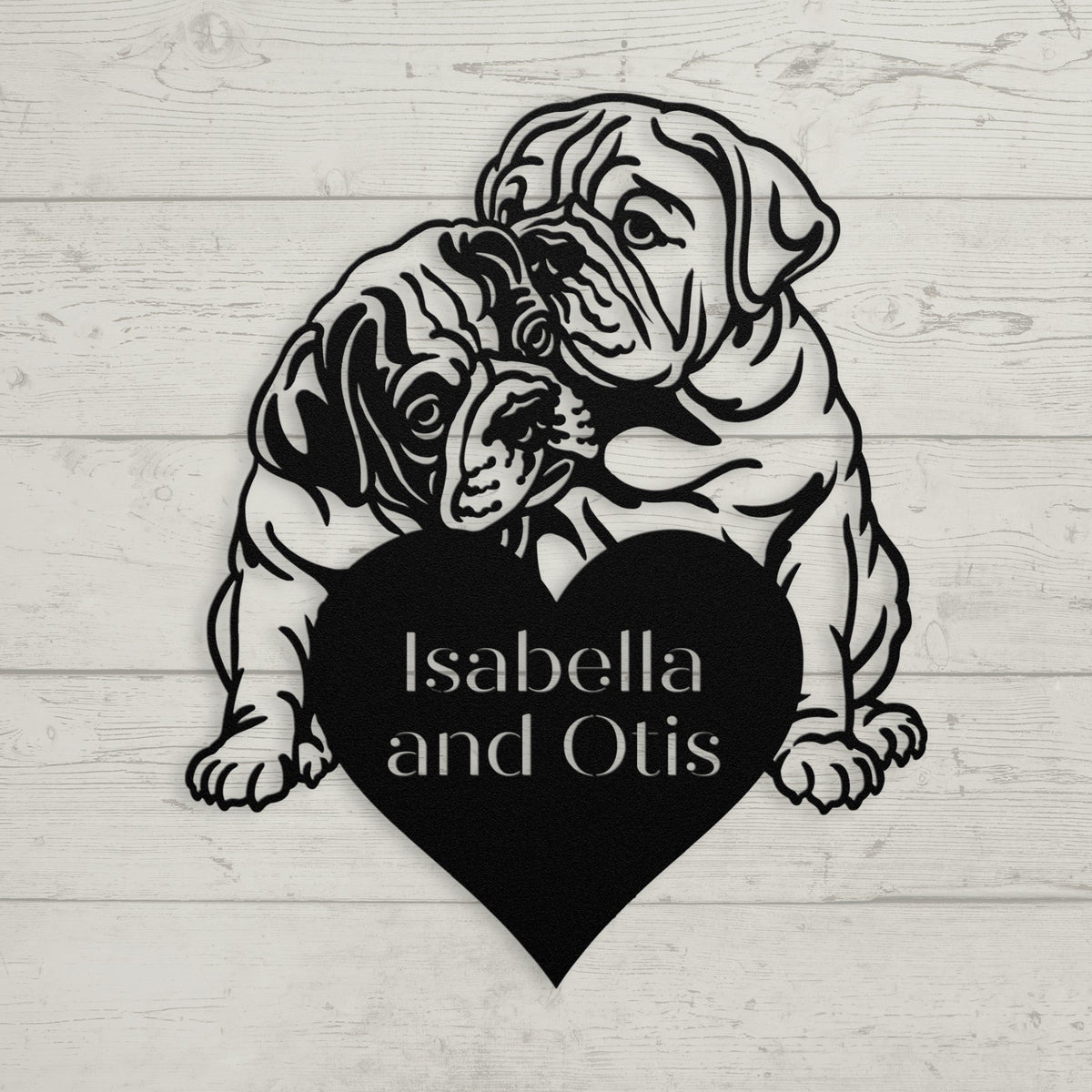 Bulldog Love Story Metal Wall Sign - BullyBellyMetal Sign