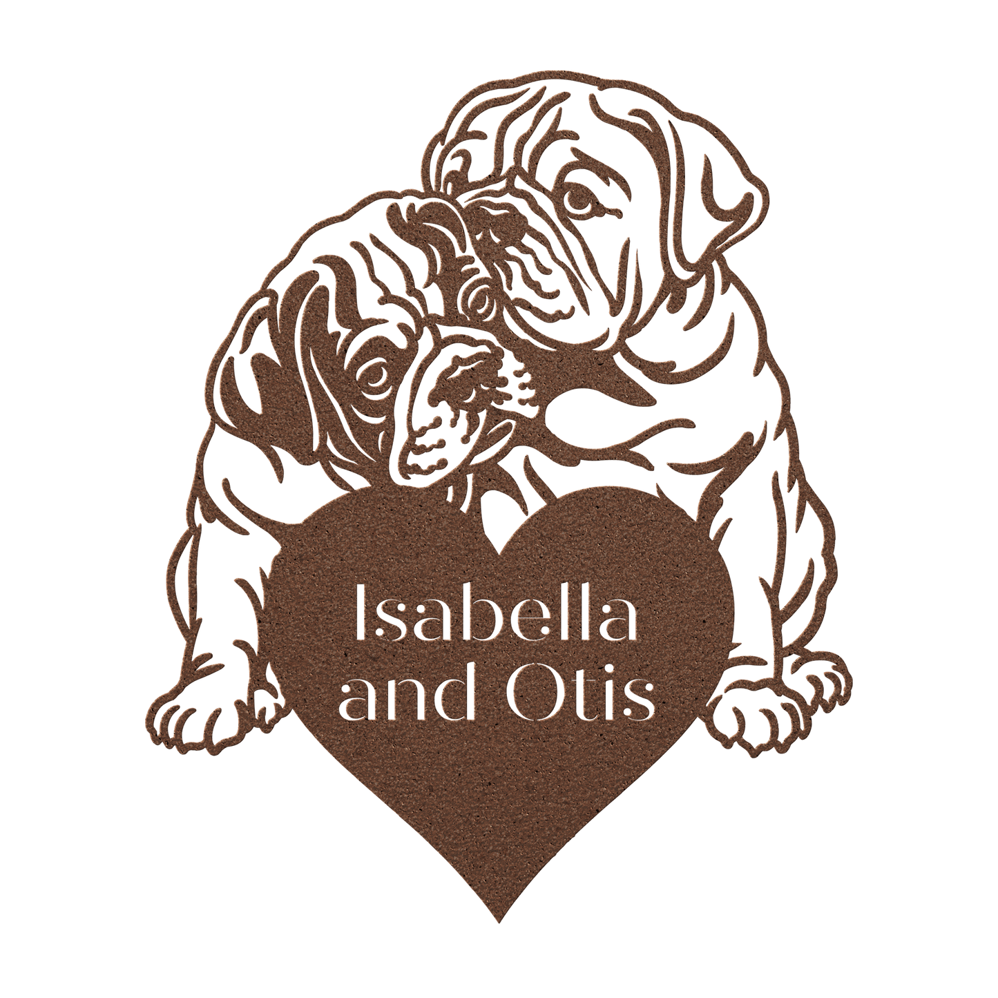 Bulldog Love Story Metal Wall Sign - BullyBellyMetal Sign