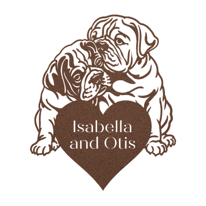 Bulldog Love Story Metal Wall Sign - BullyBellyMetal Sign