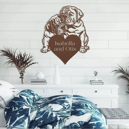 Bulldog Love Story Metal Wall Sign - BullyBellyMetal Sign