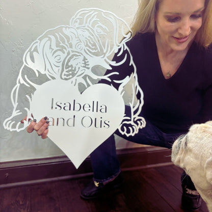 Bulldog Love Story Metal Wall Sign - BullyBellyMetal Sign