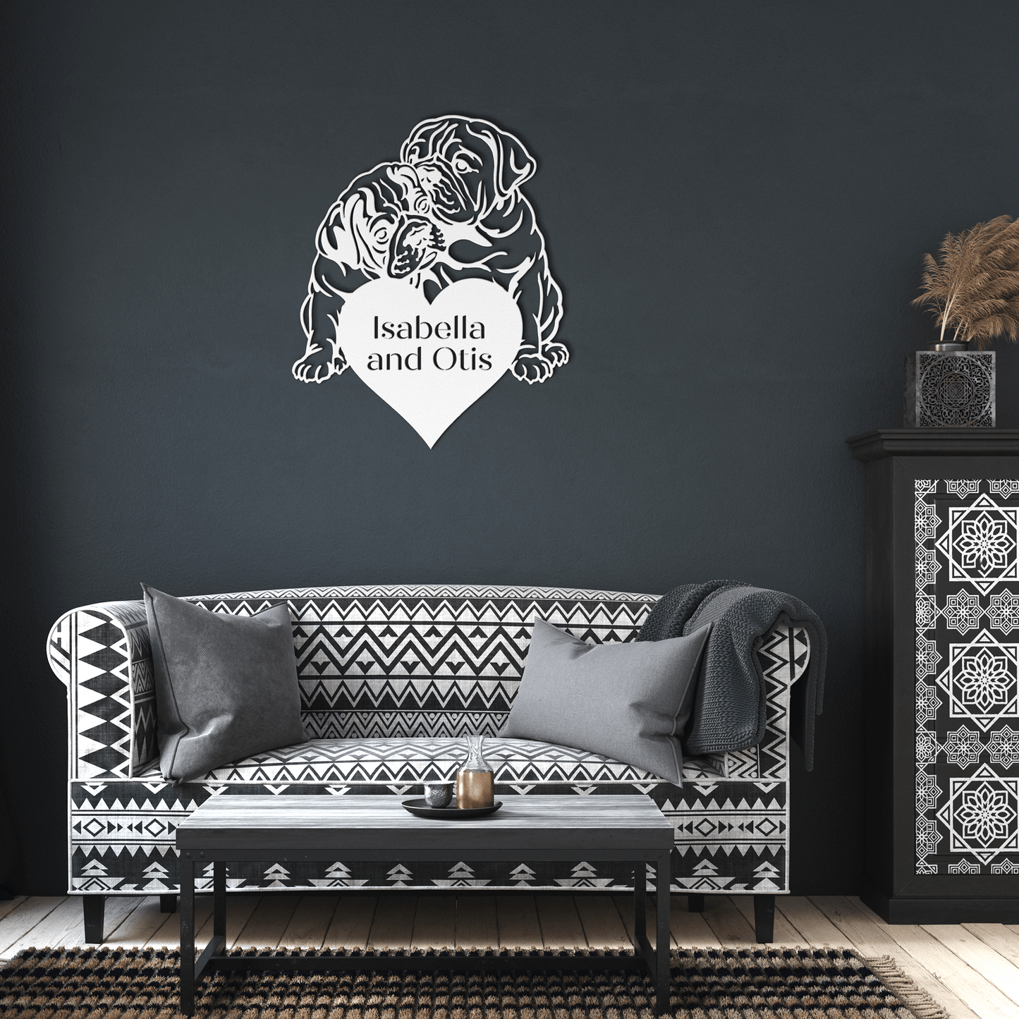Bulldog Love Story Metal Wall Sign - BullyBellyMetal Sign