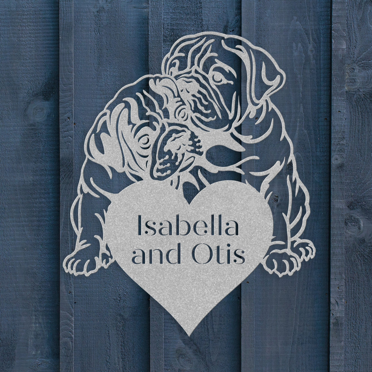 Bulldog Love Story Metal Wall Sign - BullyBellyMetal Sign