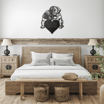 Bulldog Love Story Metal Wall Sign - BullyBellyMetal Sign