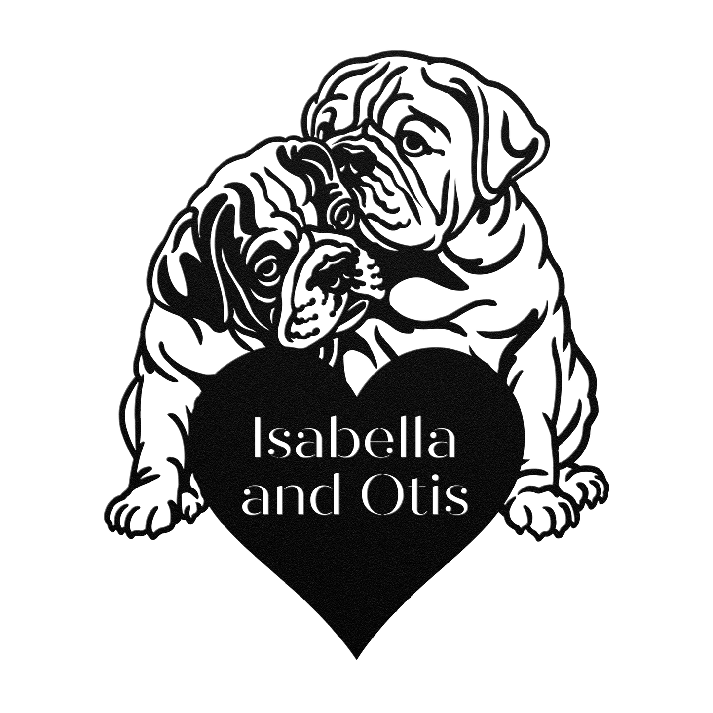 Bulldog Love Story Metal Wall Sign - BullyBellyMetal Sign