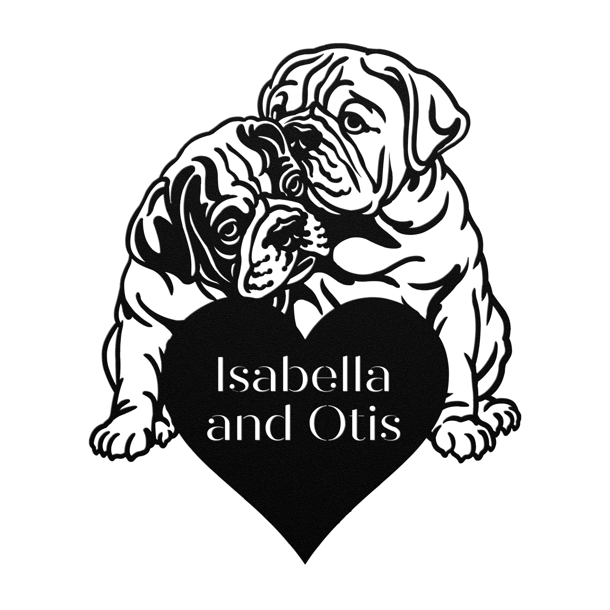 Bulldog Love Story Metal Wall Sign - BullyBellyMetal Sign