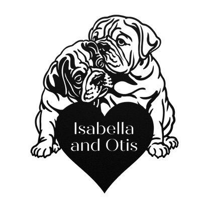 Bulldog Love Story Metal Wall Sign - BullyBellyMetal Sign