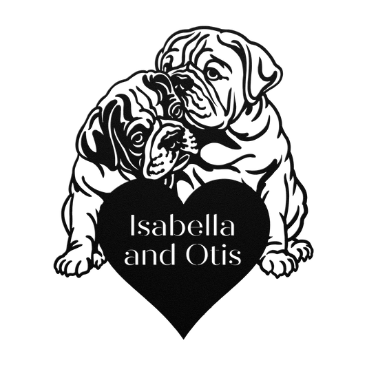 Bulldog Love Story Metal Wall Sign - BullyBellyMetal Sign