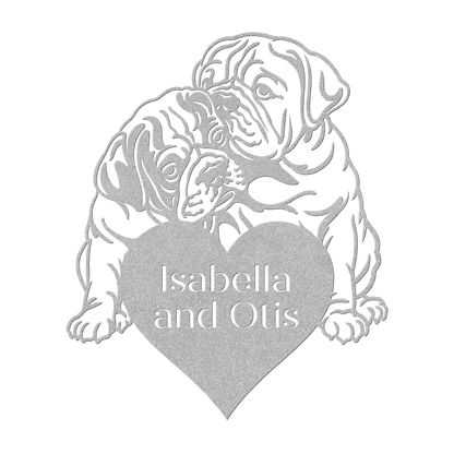Bulldog Love Story Metal Wall Sign - BullyBellyMetal Sign