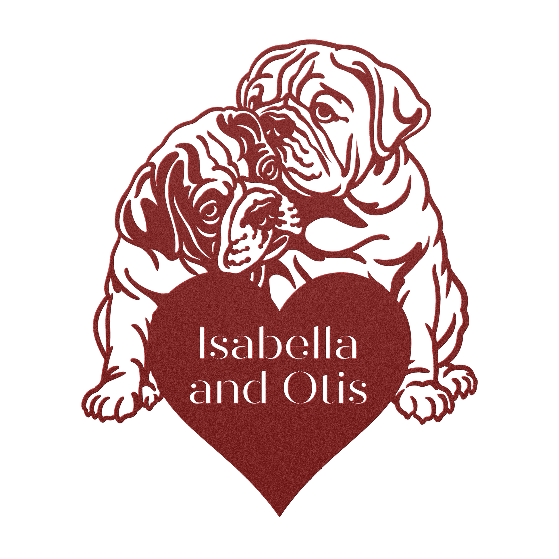 Bulldog Love Story Metal Wall Sign - BullyBellyMetal Sign