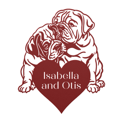 Bulldog Love Story Metal Wall Sign - BullyBellyMetal Sign