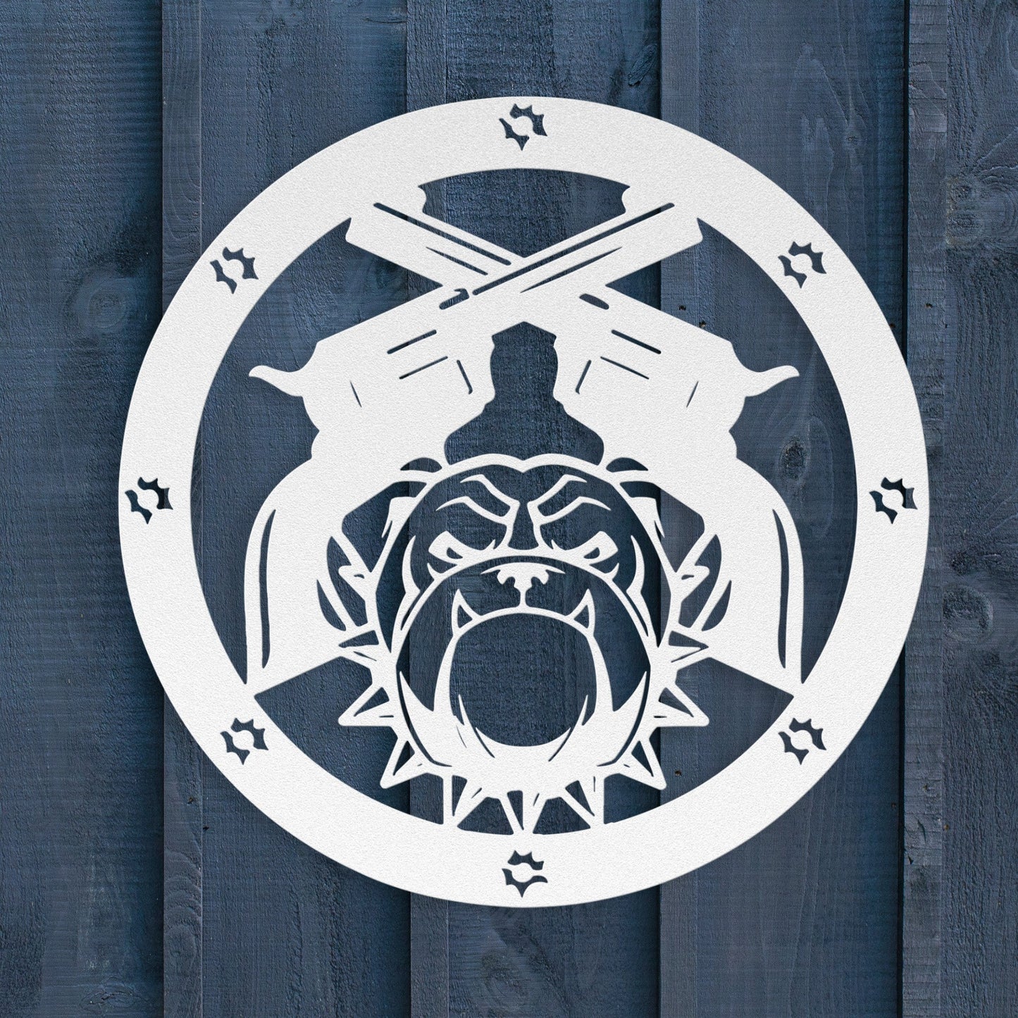 Bulldogs and Ammo Metal Wall Sign - BullyBellyMetal Sign
